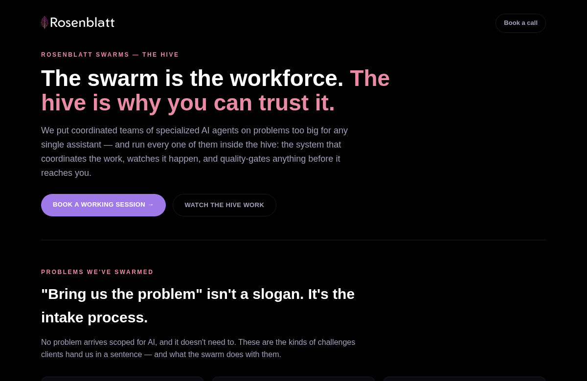 The hive landing page — preview